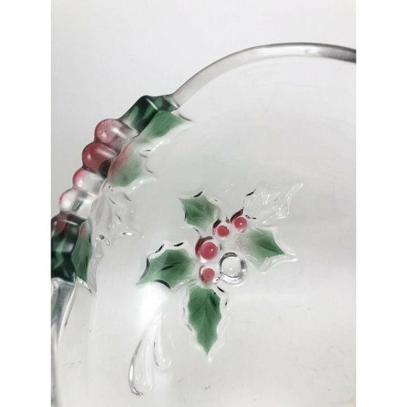 Celebrations by Mikasa Heart Shaped Poinsettia Dish Holiday Bloom 10.5” Glass - Picture 4 of 9